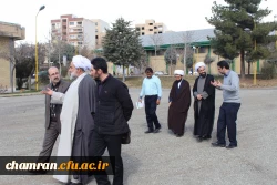 حضور معاون دفتر نهاد مقام معظم رهبری در بین کارکنان پردیس شهید چمران و بازدید از قسمت های مختلف پردیس و نیز اقامه نماز ظهر و عصردر نمازخانه پردیس 5