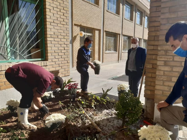 کاشت گل و زیباسازی محوطه پردیس شهید چمران 4