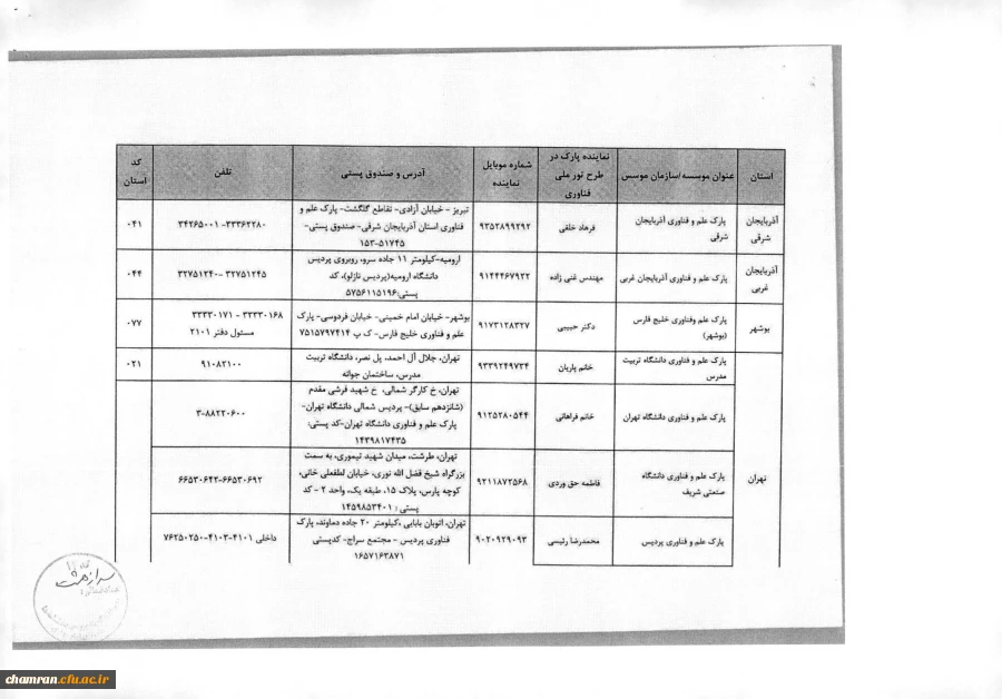 فراخوان برنامه ملی تور فناوری 5