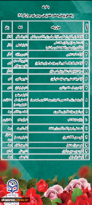 فعالیت های برنامه ریزی شده به مناسبت هفته پژوهش – پردیس شهید چمران ۱۴۰۲ 