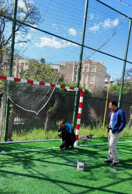 رنگ آمیزی زمین چمن مصنوعی پردیس شهید چمران 3